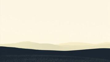 The calm silhouette of rolling hills at dusk reflects a soothing palette of soft earth tones, inviting contemplation and introspection in a tranquil natural setting. photo