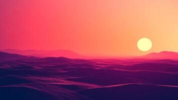 This stunning image captures a vibrant sunset casting warm hues over rolling hills, creating an atmosphere of wonder, tranquility, and emotional beauty in nature. photo