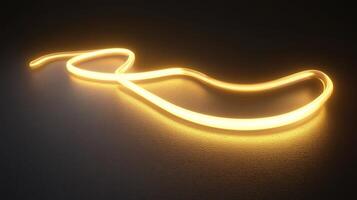A softly glowing tube of light curves elegantly across a dark surface, creating a warm ambiance with its smooth and seamless illumination. photo