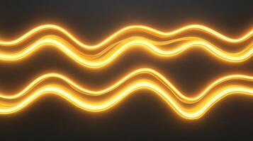 Abstract, wavy, golden light streaks on a dark background create a modern, glowing design with a sense of motion and futuristic style. photo