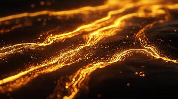 Glowing streams of data traverse a dark landscape, creating an electrifying digital vista. A network of vibrant energy flow. photo