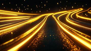 Golden paths light up the night, leading through the unknown with radiant warmth and cosmic sparks, inviting exploration. photo