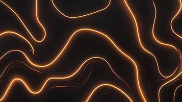 Abstract background with bright orange curved lines in a flowing pattern on a dark backdrop. Modern, eye-catching design element. photo