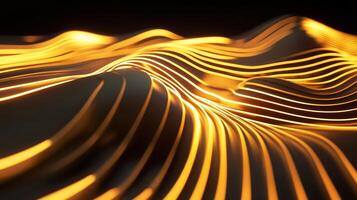 Abstract glowing lines over a dark, undulating surface, creating a sense of depth and subtle warmth in a modern design. photo