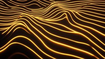 Abstract neon waves flow across a dark surface. The undulating lines create a modern and dynamic visual effect with glowing, organic shapes. photo