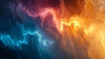 Abstract waves of contrasting colors. Intense gradient from blue to orange, creating a dynamic and captivating visual texture. photo