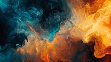 Abstract artwork showcasing vibrant colors and fluid shapes, evoking dynamic energy and a sense of dreamy transformation in expressive forms. photo