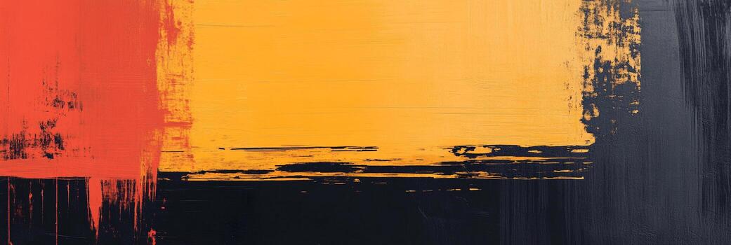 A captivating abstract piece with bold red, yellow, and dark gray strokes, creating a visually striking and contemporary color block composition. photo