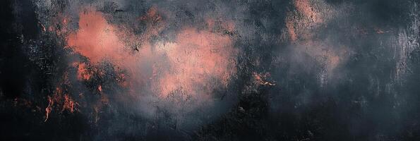 Abstract textured backdrop featuring a dark, grungy surface with areas of faded red, creating a dramatic and artistic effect. photo