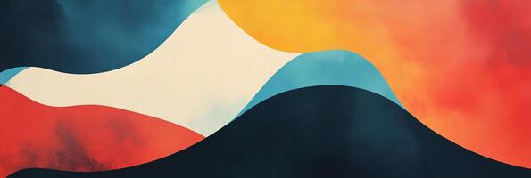 Abstract, colorful, wavy design. Warm and cool colors blend creating a modern flowing pattern. Peaceful yet engaging composition. photo