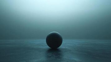 Mysterious sphere rests on a textured surface under soft, ethereal light. The scene evokes a sense of calmness and intrigue. photo