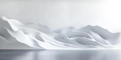 A white abstract art installation featuring flowing curves and a bright, minimalist aesthetic, creating a peaceful, modern atmosphere. photo