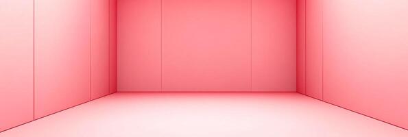 Minimalist pink room with clean lines and soft lighting, creating a serene and modern aesthetic for artistic expression and design. photo