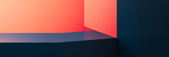 Abstract composition of planes and color fields in shades of red and blue. Light and shadow play for a geometric aesthetic. photo