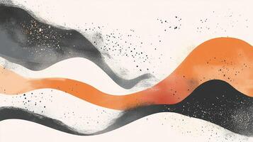 Abstract wavy lines in orange, gray, and black create a dynamic and modern design, perfect for backgrounds or artistic projects. photo