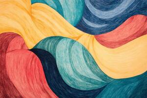 Abstract waves of color interweave in a calming, fluid pattern. Invites the eye to wander through a spectrum of vibrant hues. Soothing and calming. photo