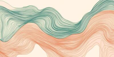 Abstract undulating waves of teal and peach create a calming, fluid design, perfect for backgrounds and artistic projects. photo