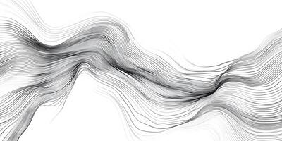 Abstract design featuring flowing, curving black lines on a white background, creating a sense of movement and depth in a minimalist style. photo