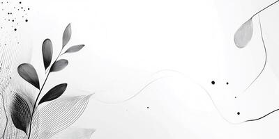 Elegant botanical illustration featuring delicate leaves and subtle linear patterns on a clean white background, creating a minimalist aesthetic. photo