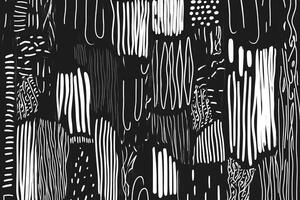 Dynamic black and white pattern with varied line and dot textures, creating a bold abstract design, visually striking in monochrome. photo