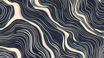 Abstract wavy lines in cream and navy create a dynamic, flowing pattern, reminiscent of natural formations or artistic strokes. photo