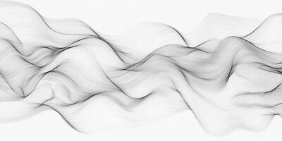 Abstract art featuring delicate, flowing lines creating a smooth, wave-like pattern in shades of black and gray on a white background. photo