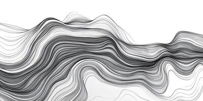 Abstract flowing lines create a sense of movement and depth, resembling flowing water or rolling hills in a monochrome palette. photo