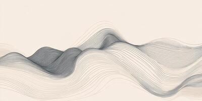 Wavy lines create an elegant abstract design, with cool hues, and a subtle background, exuding grace and sophistication. photo