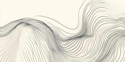 Abstract topographic contour lines flowing and converging like waves in a minimalist landscape, creating a sense of depth and movement. photo