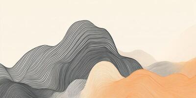 Abstract, minimalist illustration featuring undulating lines of varying colors creating a sense of depth and subtle movement across the frame. photo