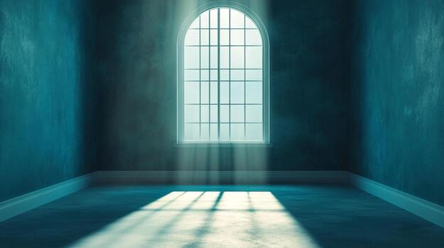 Sunlight streams through the window, illuminating the room with a serene ambiance. A peaceful atmosphere fills the space, creating a tranquil escape. photo