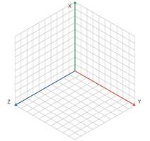 Isometric 3D coordinate grid with labeled axes vector
