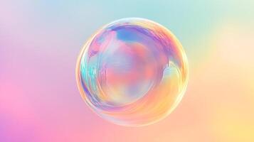 Abstract orb shimmers with pastel rainbow hues, suspended in a soft, gradient background. Modern, ethereal, and captivating. photo