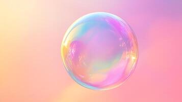A colorful soap bubble floating in the air. Iridescent patterns swirl across its surface, creating a visually captivating and ephemeral sphere. photo