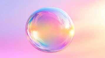 Prismatic orb floating in a pastel dreamscape, reflecting ethereal light and gentle colors in its glossy surface. Dreamy, whimsical. photo