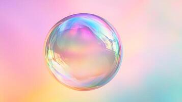 A mesmerizing sphere of iridescent colors floats against a soft, pastel gradient background, creating a dreamlike and ethereal ambiance. photo