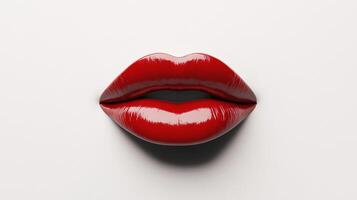 A striking image showcasing glossy red lips against a clean white background, a vibrant close-up that's both alluring and visually captivating. photo
