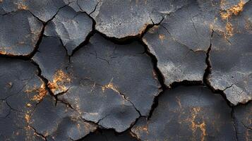 Cracked earth surface reveals intricate patterns of age and resilience, a testament to time's transformative power, showcasing raw beauty. photo