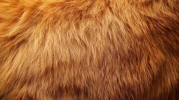 Close-up of long, soft, reddish-brown fur with varied tones, creating a warm and textured surface, ideal for backgrounds and textures. photo