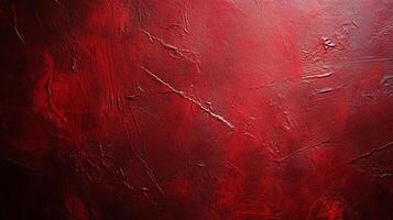 Abstract textured surface awash in deep crimson hues. Light plays across the ridges. Painting with a sense of mystery and artistic depth. photo