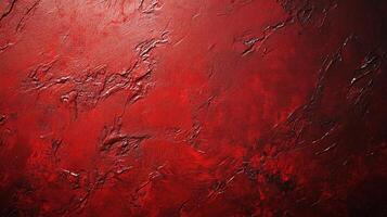 Fiery red canvas with textured brushstrokes, creating a dramatic and intense abstract pattern on a vibrant red surface. photo