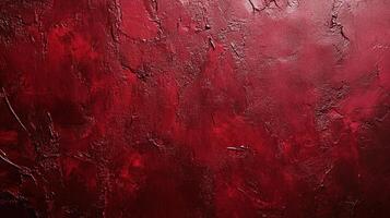 Textured crimson paint creates depth. The deep reds ripple and crack, forming a dramatic surface of vibrant color and visual interest. photo
