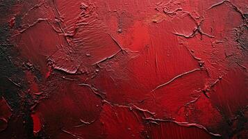 A textured abstract art piece showcasing deep reds blending into darker shades, evoking depth and rich visual interest. photo