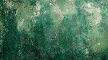 Textured green paint with faded and weathered appearance. Ideal for backgrounds or designs needing an artistic, distressed effect. photo