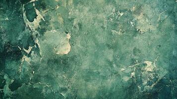 Aged wall with peeling paint and cracks, creating a textured surface. Abstract pattern in green and beige. photo