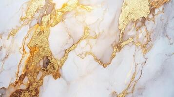 Luxurious marble texture background in soft white with gold details provides elegance and sophistication to any design project. photo
