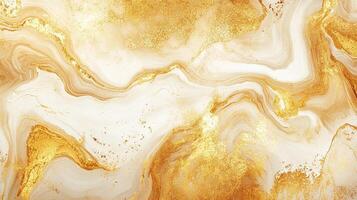 Golden marble texture with flowing lines of shimmering gold and creamy white, creating a luxurious and elegant abstract design. photo