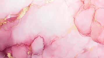 Abstract pink and gold fluid art background featuring delicate blending and flowing patterns, creating an elegant and dreamy aesthetic. photo