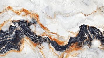 Abstract pattern with swirling textures of white, grey, black and rust. Mineral-like veins run throughout the design. Modern art. photo