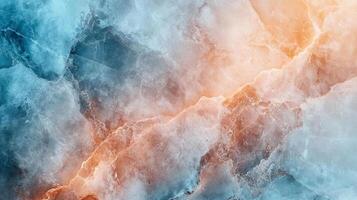 Abstract texture with swirls of blue and orange, suggesting a natural pattern like marble or a swirling cloudscape with unique color contrast. photo